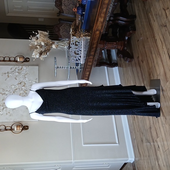 Windsor Dresses & Skirts - Windsor Black Shiny Asymmetrical Ruffle Floor-Length Cocktail Dress. Size S